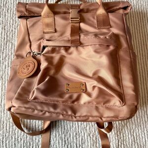 BearPaw Tan Backpack with Leather Accents (Mauve Pink)